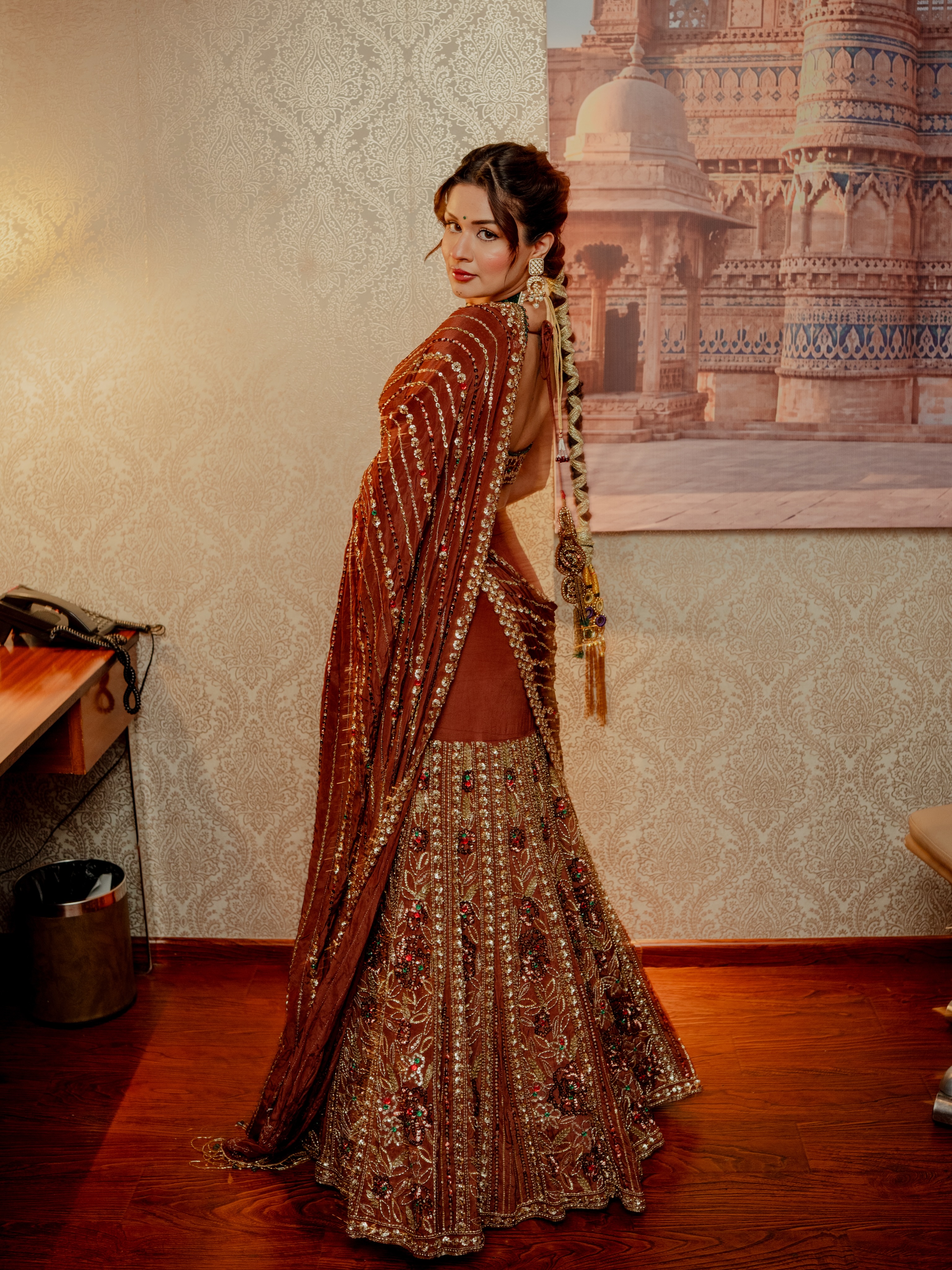 Avneet Kaur In Brown Saree Frame With Calm Pose