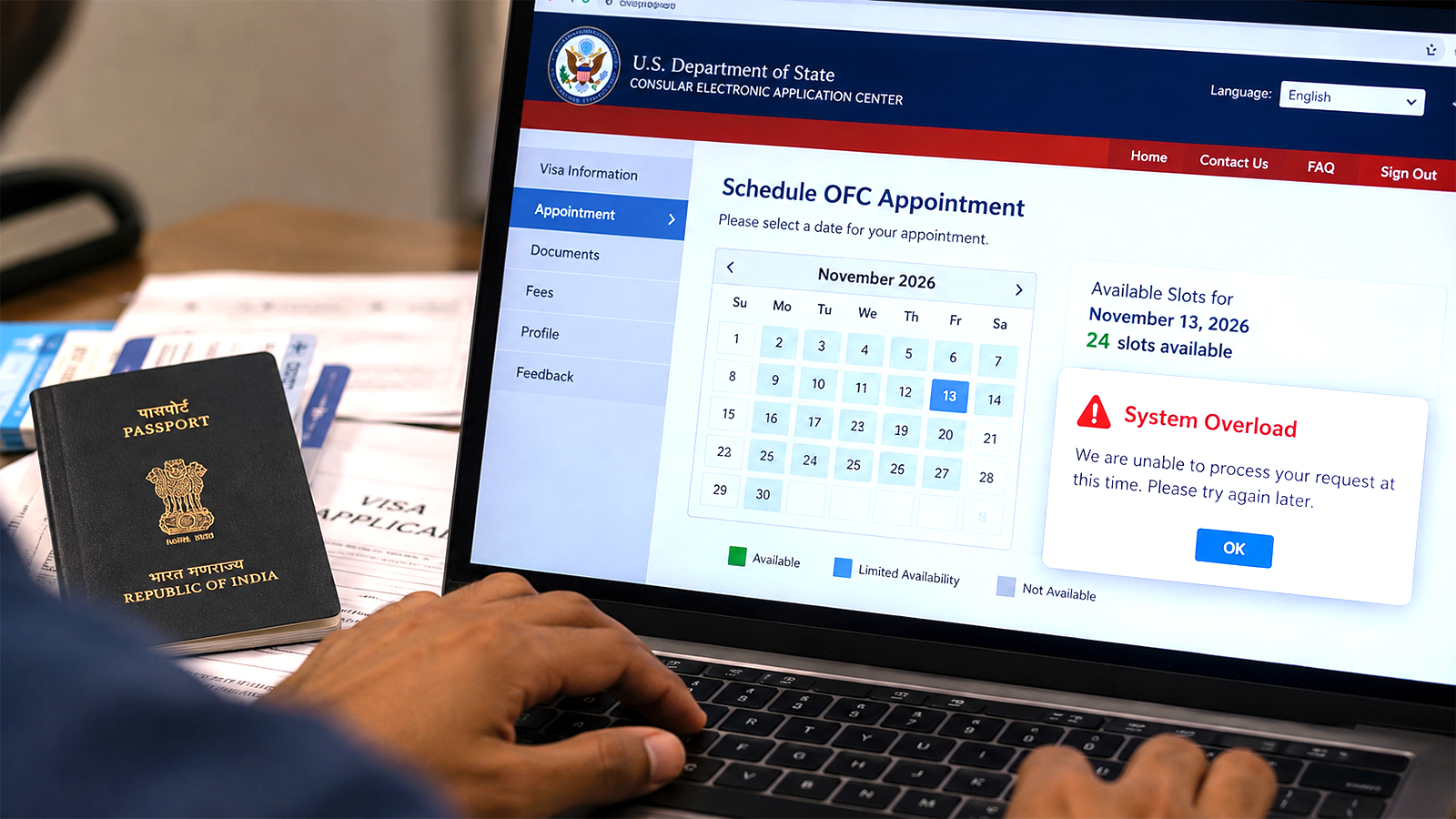 H-1B Ghost Slots at Chennai VAC Appointments
