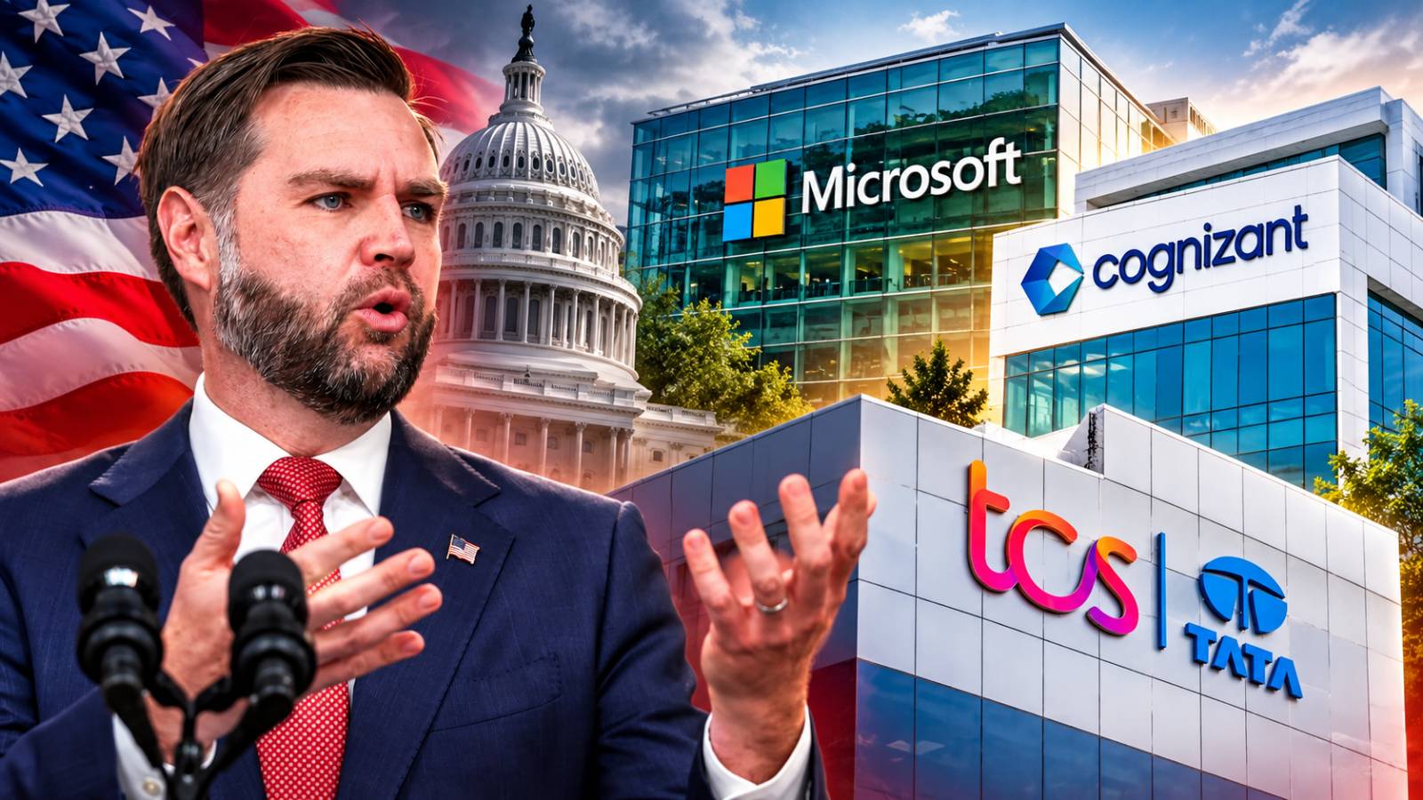 JD Vance H-1B visa crackdown on tech firms