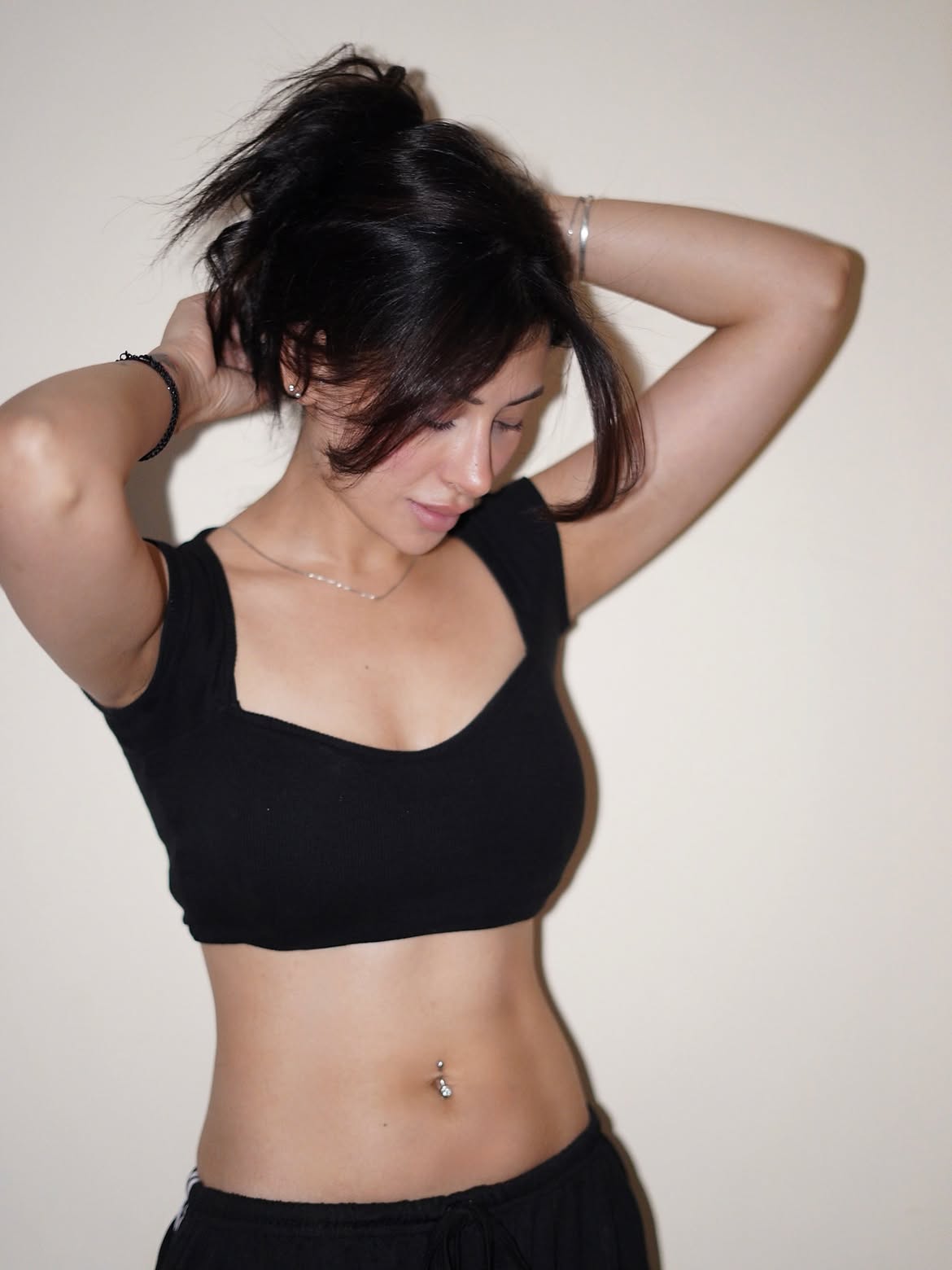 Mahira Sharma Looks Down In Chic Black Crop Tops