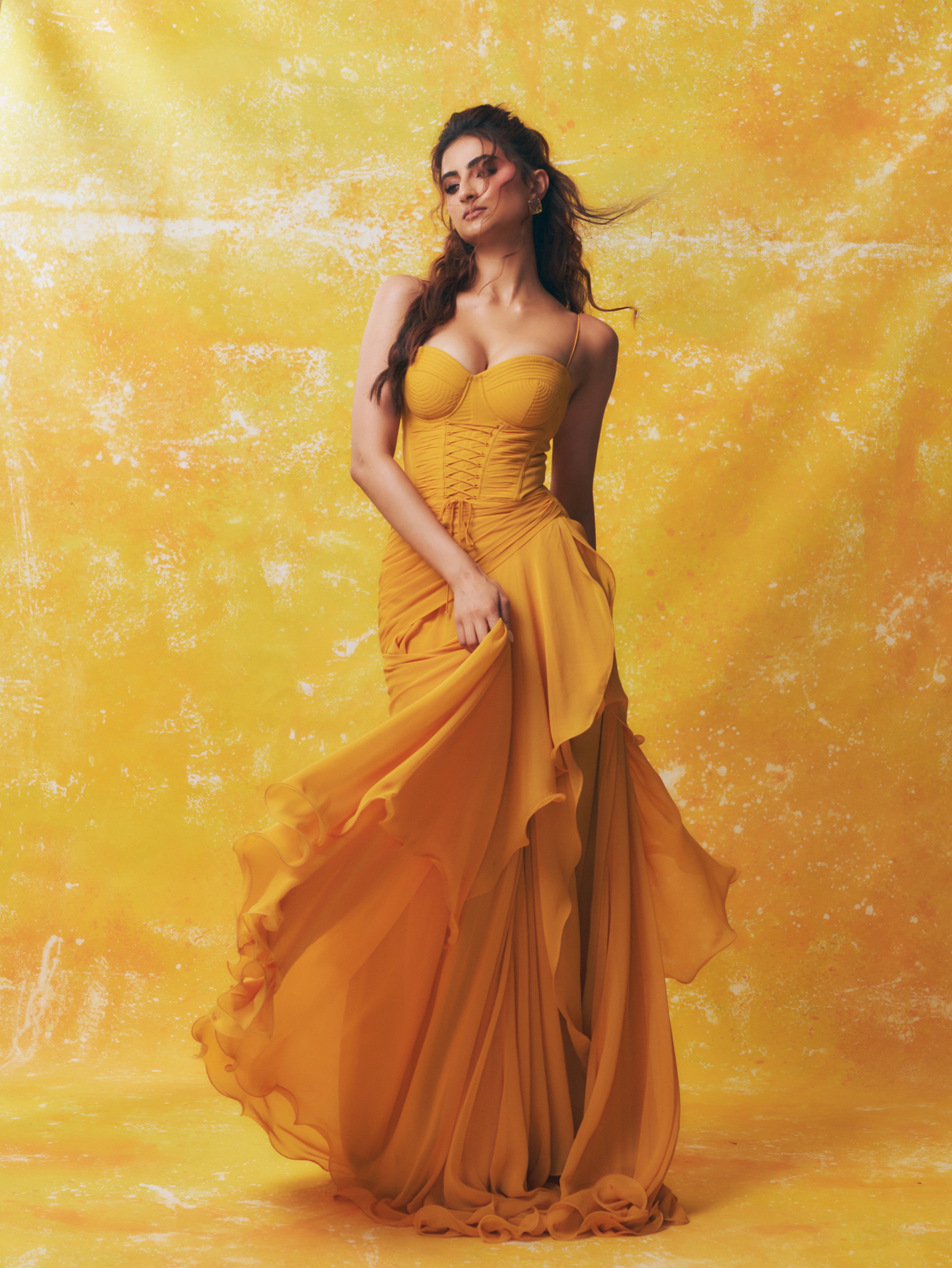 Palak Tiwari Shows Flowing Yellow Skirt And Slit
