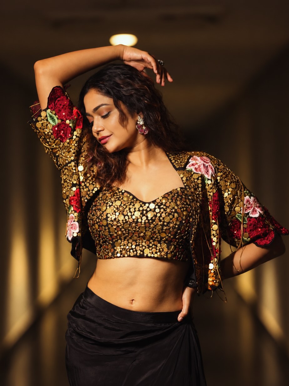 Payal Styles A Floral Jacket Over A Gold Blouse!