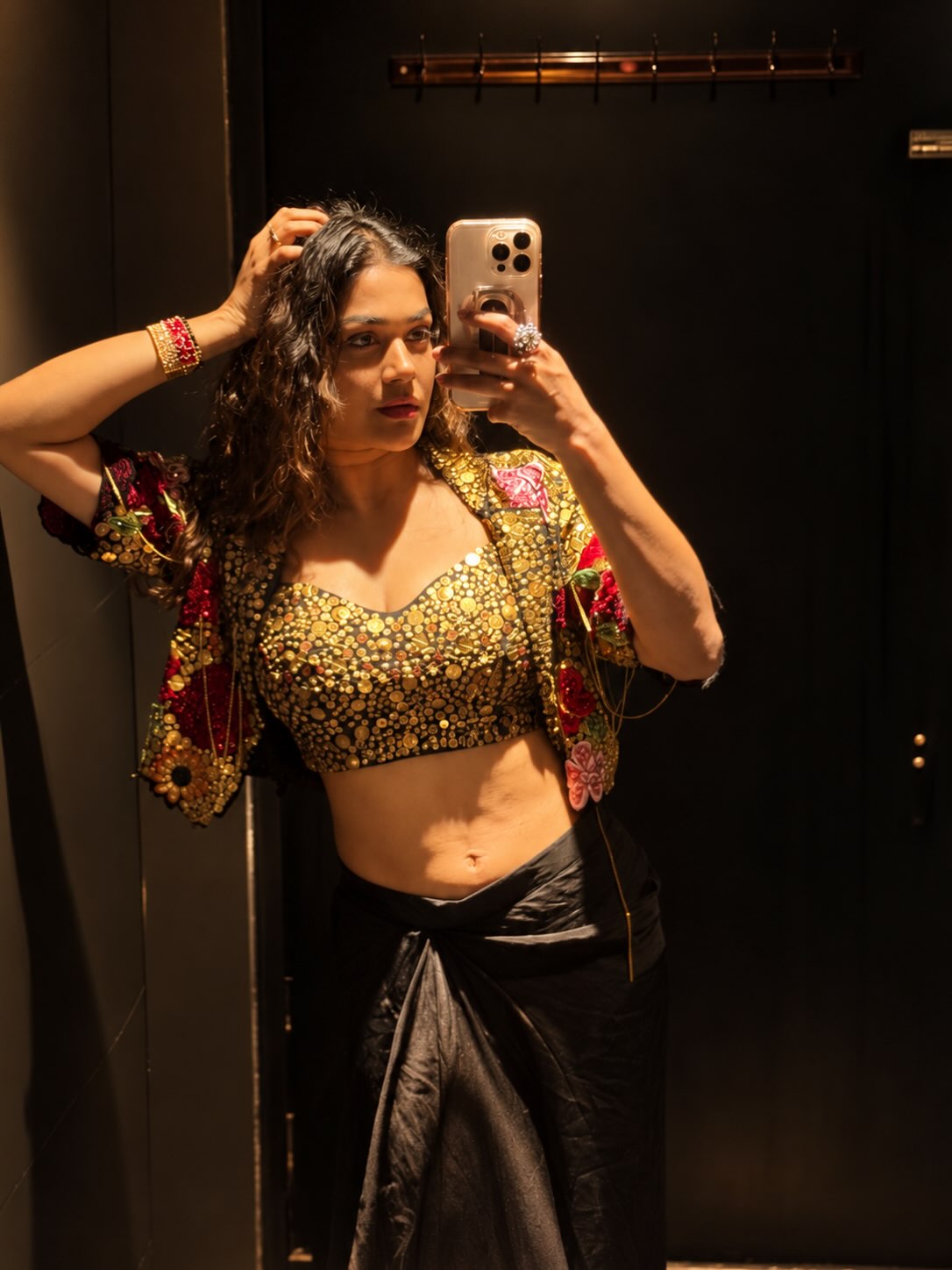 Payal Takes A Mirror Selfie In A Shiny Gold Top!