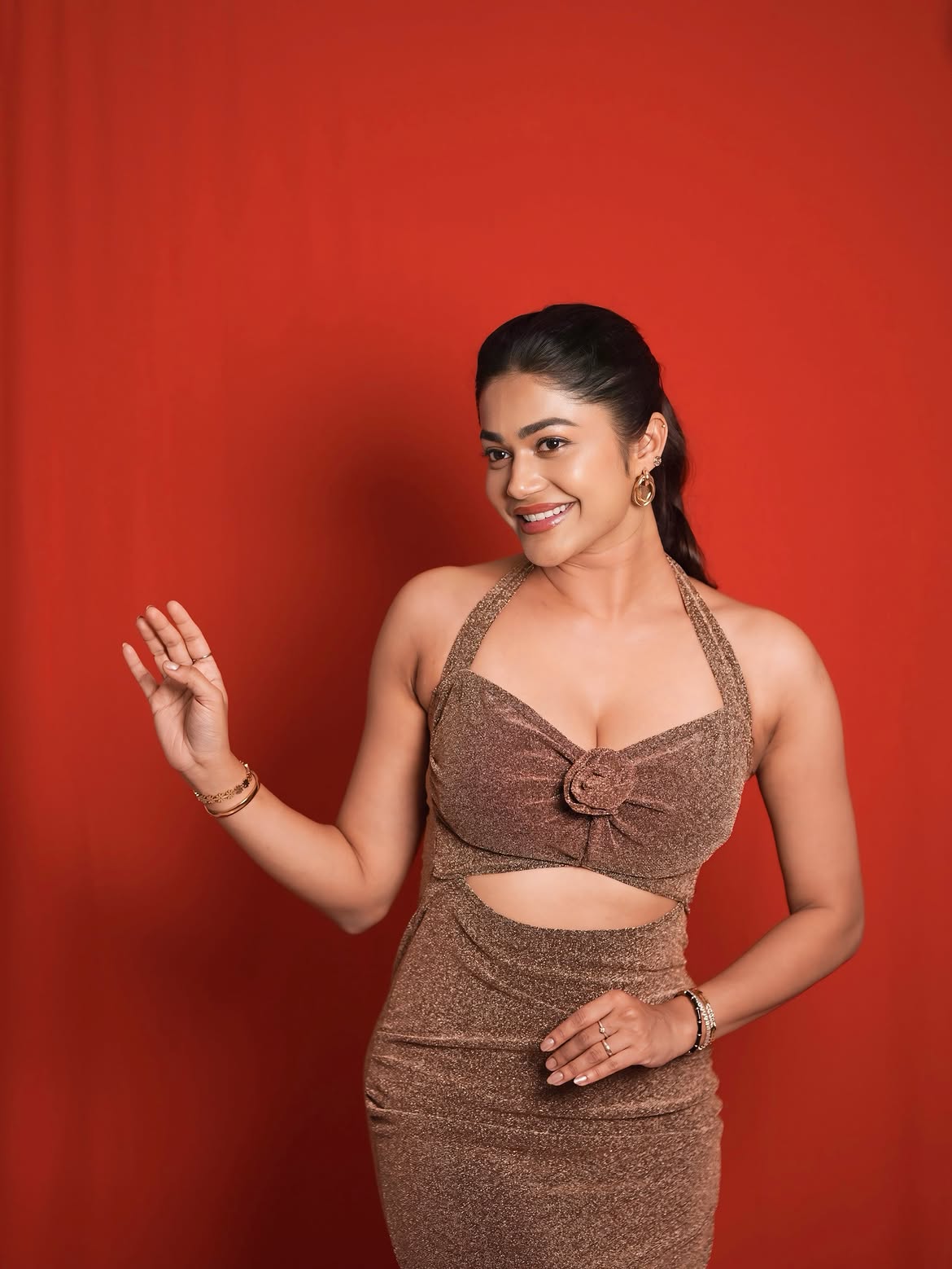 Payal Radhakrishna Glows In Bronze Cutout Dress