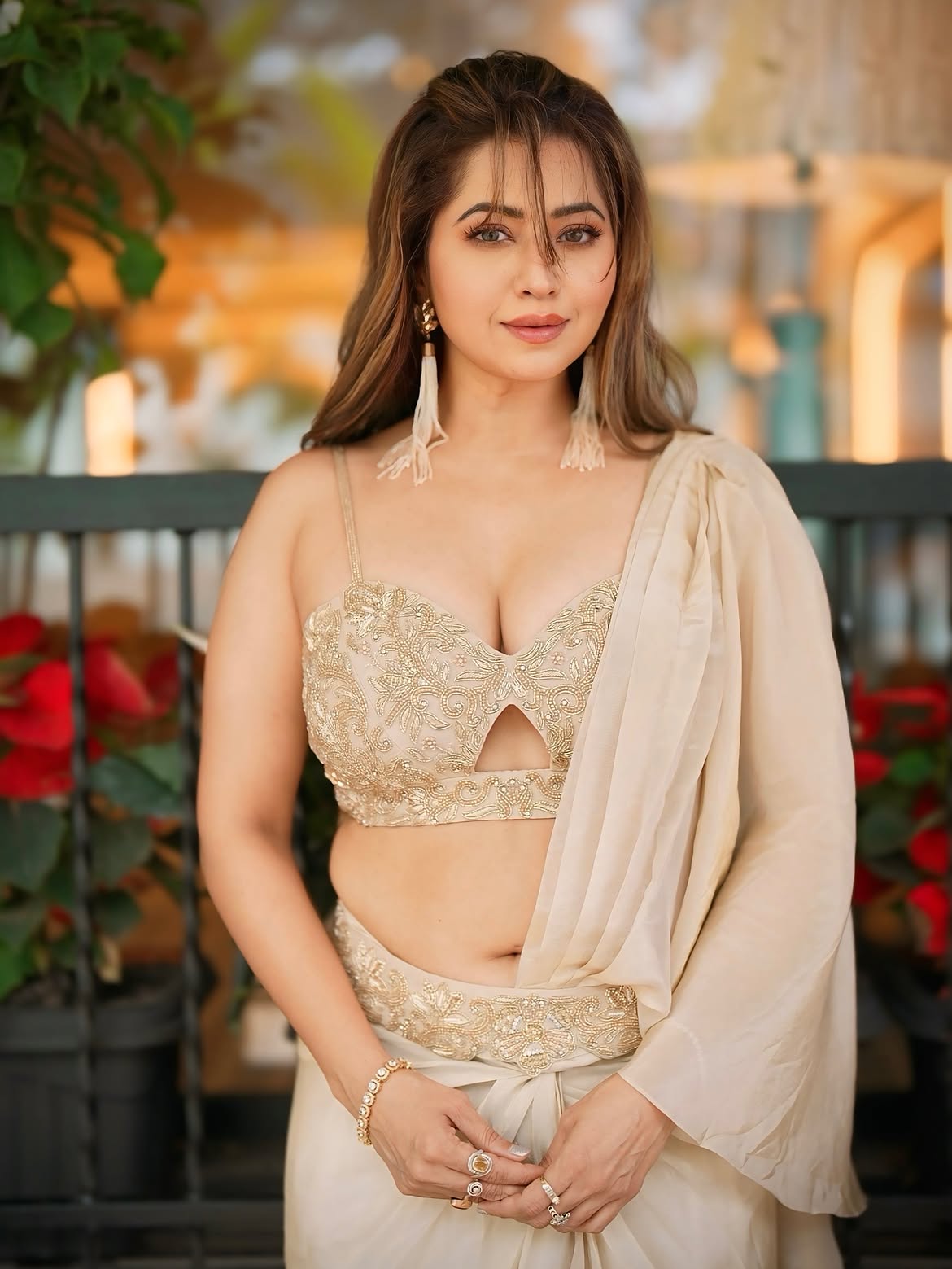 Ridhima Tiwari Flaunts Chic Ivory Draped Styling