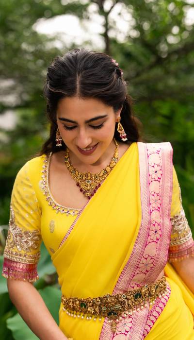 Pics: Sara Ali Khan Brings Sunshine In Her Yellow Saree!