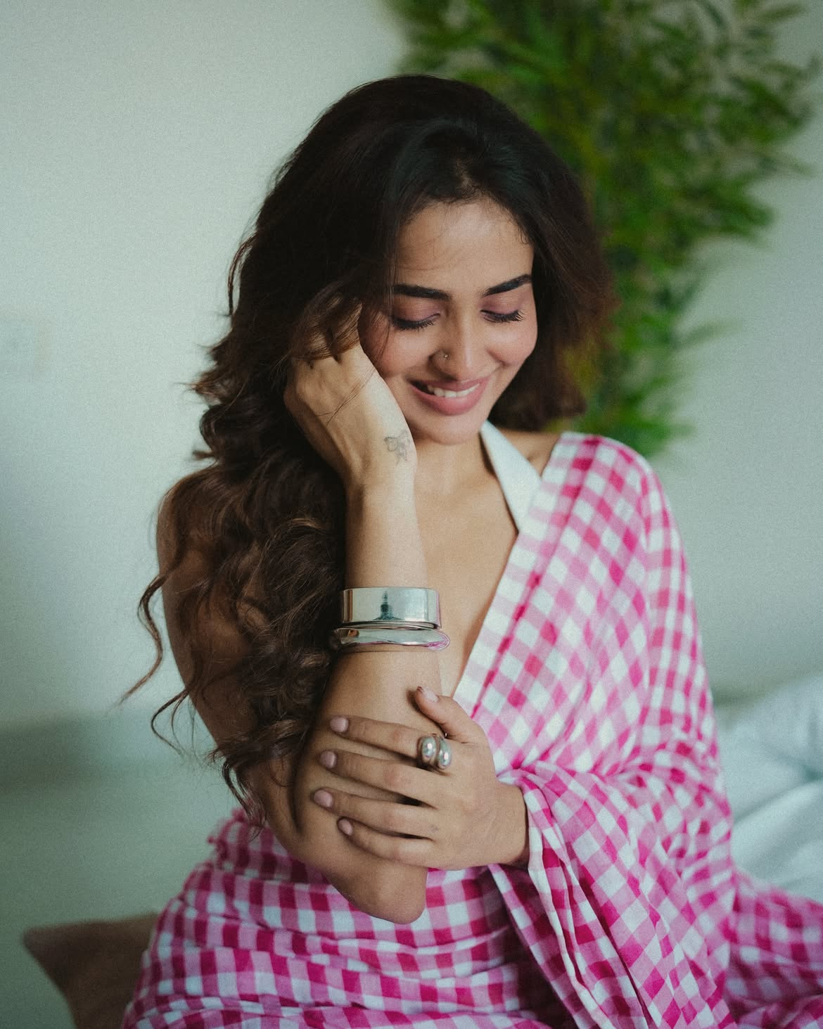 Teju Ashwini Gives A Direct Gaze In Pink Checks!