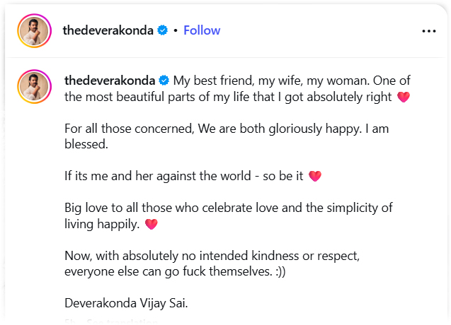 Vijay's Instagram Post Sparks Debate